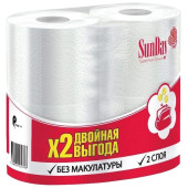Туалетная бумага SunDay, 4 шт/уп, двухслойная