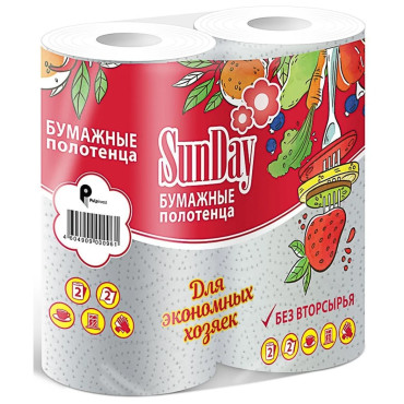 Полотенца бумажные SunDay, 2 шт/уп